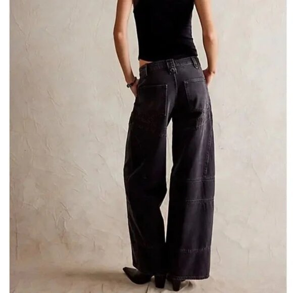 NWT Free People We the Free Unknown Reasons Mid Rise Moto Straight Jeans size 27 - Picture 4 of 9